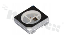 Dioda LED PLCC4; SMD 5050; z wbudowanym sterownikiem cyfrowym; RGB Full Color; Red: 240-450mcd; Green: 697.5-1162.5mcd; Blue: 160-320mcd; 50mA; 5V; soczewka water clear; 120 stopni; 5mm x 5mm x 1.6mm; czarna obudowa