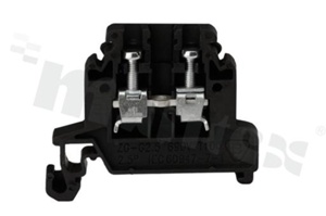 Installation terminal block; 1-level; 2-contacts; for wire 0,5-2,5mm2; screw terminal; black; Din rail; 690V/24A