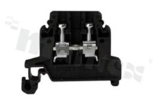 Installation terminal block; 1-level; 2-contacts; for wire 0,5-2,5mm2; screw terminal; black; Din rail; 690V/24A