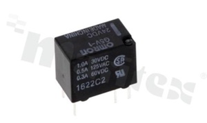 Przekaźnik elektromagnetyczny; prąd znamionowy 2A; napięcie cewki 24VDC; pojedynczy styk przełączny (1C); moc cewki: 150mW; 1A/30VDC; 0.5A/125VAC
