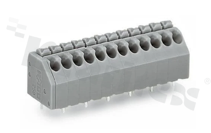 Listwa zaciskowa do PCB; w rastrze 3.50mm; 6-torowa; przycisk; na przewód 0.20-1.50mm2 (24-16 AWG); ze stykiem sprężynowym; szara; UL: 300V/8A