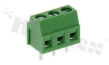 PCB terminal block; pitch 3.81mm; 3-ways; vertical; wire range 1mm2 (AWG 26-16); rising clamp type; with screws for a flat screwdriver; brass cage; green color; UL 150V/10A, TUV 130V/24A