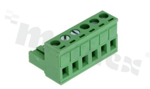 Listwa zaciskowa rozłączalna; w rastrze 5.00mm; 6-torowa; żeńska; na przewód 2.50mm2 (28-12AWG); kierunek wtykania równoległy do osi przewodów; styki z fosforobrązu; mosiężna klatka; UL 300V/15A