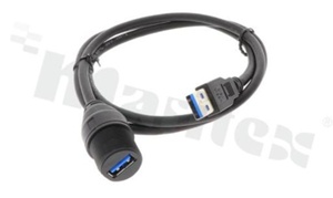USB 3.0 Plug, conn.1:Jack Connector, conn.2:Plug Connector, type A, straight, screw thread, 1m cable, operating temperature -20 ~ +70, IP67