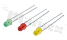Dioda LED sygnalizacyjna; THT; 3mm; zielona; 563-573nm; 25-50mcd/20mA; 1.8-2.6V; dyfuzyjna; 60 stopni