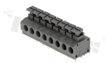 Listwa zaciskowa do PCB; w rastrze 5.00mm; 8-torowa; poziome wejście przewodu; na przewód 1.5mm2 (AWG 20-16); ze stykiem sprężynowym; szara; UL 300V/8A