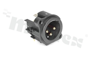 Connector: XLR; socket; male; 6A; 133V; PIN: 3; angled 90st.; THT