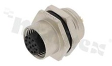 Gniazdo M12; kodowanie A; 12-stykowe; żeńskie; 1.5A; na panel; z nakrętką z tyłu; lutowane; IP68