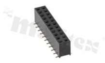 Listwa stykowa do PCB; w rastrze 2.54mm; 2x11 styków; montaż: SMD; żeńska; prosta; dwurzędowe 