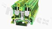 DIN screw terminal block; 1 level; wire 1,5-25mm2; AWG14-3;screw type;yellow-green; 1000V 76A;