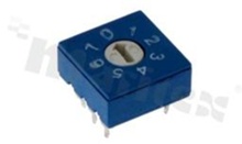 Rotary switch; 8 positions for BCD code; 10x10mm; horizontal; flat type; THT.