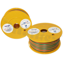 Przewód pojedynczy LGY/H05V-K; z wielodrutową miedzianą żyłą; pomarańczowy/zielony; przekrój 2.50mm2; AWG 14; 500V; -40+105 st.C; 50m.