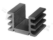 Radiator; przeciągany; TO-126; TO-218; TO-220; TO-247; TOP-3; 38.1x32x20mm; mosiężne piny do wlutowania; czarny; anodowane aluminium Al 99.5; RoHS.