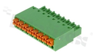 Pluggable terminal block; 3.50mm pitch; 8-ways; female; for wire 0.2-1.00mm2(28-16AWG); wire insertion direction same as plug-in direction; p.bronze contacts; spring clamp; UL 300V/8A