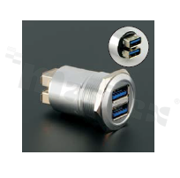 USB3.0 socket; female; mounting hole 22mm; USB3.0 male plug connection; silver; aluminum alloy.