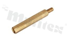 Screwed brass spacer sleeve; Int. thread: M3; Ext. thread: M3; 25mm