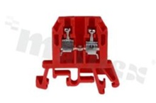 Installation terminal block; 1-level; 2-contacts; for wire 0,5-2,5mm2; screw terminal; red; Din rail; 1000V/24A