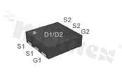 Tranzystor: N+N-MOSFET; unipolarny; 12V; 6A; 0.023ohm; 1.25W; -55+150 st.C; SMD; DFN2X2-6