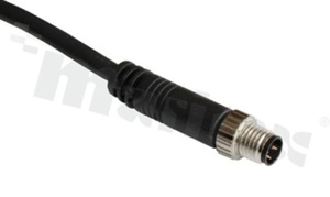 Gniazdo M8; z kluczem pozycjonującym ; 4-stykowy; męski; 3A; prosty; z odgiętką; zakończony kablem o długości 1mb; wodoszczelny IP67