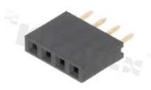 Listwa stykowa do PCB; w rastrze 2.54 mm; 1x4 styków; montaż: THT; żeńska; prosta; jednorzędowe
