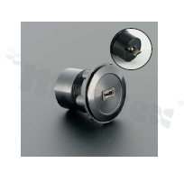 Gniazdo MicroUSB2.0; żeńskie; otwór montażowy 22mm; podłączenie na wtyk MicroUSB2.0 męski; korpus czarny; stop aluminium.