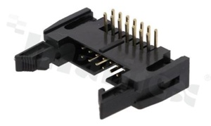 Full shrouded header for PCB; pitch 2.54mm; 14-contacts; THT; male; side entry