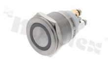 Push button switch; monostable; 19mm; screw terminals; stainless steel; ring red illumiation; IP65