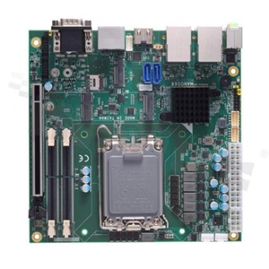 Mini-ITX SBC with LGA1700 Socket 12th Gen Intel Core Processor; Intel Q670E; 2 HDMI; DisplayPort++; eDP; 2 GbE LAN; and HD Audio