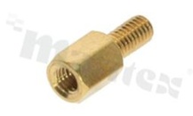 Screwed brass spacer sleeve; Int. thread: M3; Ext. thread: M3; 6mm