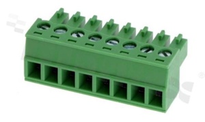 Listwa zaciskowa rozłączalna; w rastrze 3.81mm; 8-torowa; żeńska; na przewód 1.5mm2 (28-16AWG); kierunek wtykania równoległy do osi przewodów; styki z fosforobrązu; mosiężna klatka; UL 300V/8A