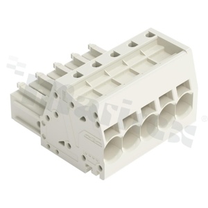 Listwa zaciskowa; gniazdo; raster 7.62mm; 5-torowa; żeńskie; na przewód 0.5-10mm2 (20-8AWG); możliwość kodowania; bez zaczepu ryglującego; kierunek wtykania równoległy do osi przewodów; 600V/42A