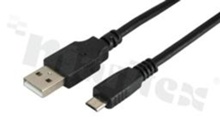 Kabel USB 2.0; zakończony wtykami USB: A4 męski <-> Micro-B5 męski 26AWG + 28AWG; 1.8mb; kabel D=4.5mm ; czarny