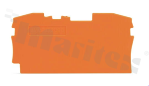 End/internal wall for 2002 series through terminal blocks; 1mm thick; orange; snap-on mounting
