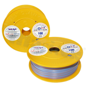 Przewód pojedynczy LGY/H05V-K; z wielodrutową miedzianą żyłą; niebieski/pomarańczowy; przekrój 0.50mm2; AWG 20; 500V; -40+105 st.C; 100m.