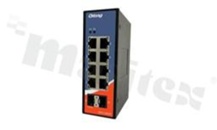 Switch przemysłowy PoE; Gigabit; niezarządzalny; 8 portów 10/100/1000Base-T(X) RJ45 PoE; 2 porty 100/1000Base-X SFP; temp. pracy: -40+75C; zasilanie redundantne: 48-57VDC; montaż na szynie DIN