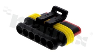 Złącze Superseal; żeńskie; 6-pin; montaż na kablu; obudowa złącza wraz z uszczelką