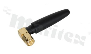 Antena; prętowa kątowa; GSM; 800-1800MHz; 2.0dBi; VSWR<2.5; liniowa; dookólna; SMA; przykręcana; 49.9x18.6mm; czarny