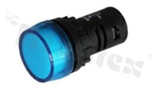 Lampka sygnalizacyjna; 22mm; zacisk śrubowy; plastik; podświetlenie pełne niebieskie LED 12V; IP40.