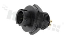 Gniazdo seria AU; 5-stykowe; męskie; proste; Imax = 2A; kabel: 4.5-6.5mm2; z nakrętką z tyłu; z połączeniem zatrzaskowym; IP67