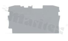 End/internal wall for 2002 series through terminal blocks; 1mm thick; grey; snap-on mounting