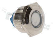 Lampka sygnalizacyjna; 22mm; terminale do lutowania; stal nierdzewna; podświetlenie białe; LED 12V