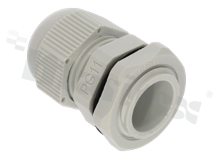 Dławnica kablowa PG11; nylon; PG11 5-10mm; Flat O-ring; szara; z nakrętką
