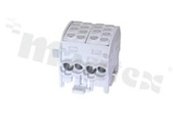 Złączka na szyne DIN; blok rozdzielczy odgałęźny;szary; jednobiegunowy;2x35mm2; Al/Cu;1000V AC/DC ;428A
