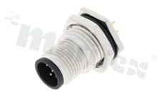 Gniazdo M12; kodowanie A; 5-stykowe; męskie; 4A. na panel; z nakrętką z przodu; PCB; IP68