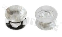Soczewka do diod LED high power; kąt rozsyłu: Owalny 49 x 9 stopni FWHM; ilość diod: 1; rozmiar: okrąg 26mm; wysokość: 15mm; rodzaj materiału: PMMA; sposób mocowania: taśma; kołek