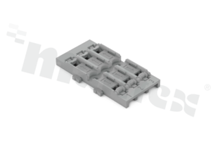 Adapter; montażowy; 3-torowy; do przelotowej złączki instalacyjnej z dźwignią; do mocowania śrubowego; szary