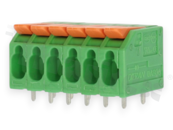 PCB terminal block; pitch 5.00mm; 6-ways; range wire 4.0mm2 (AWG 24-12); spring-loaded; green; UL 300V/20A