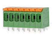 PCB terminal block; pitch 5.00mm; 7-ways; range wire 4.0mm2 (AWG 24-12); spring-loaded; green; UL 300V/20A
