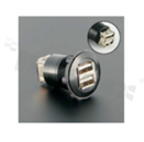 USB2.0 socket; female; mounting hole 22mm; USB2.0 female plug connection; black; aluminum alloy.