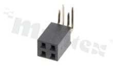 Listwa stykowa do PCB; w rastrze 2.54mm; 2x2 styków; montaż: THT; żeńska; kątowa; dwurzędowe